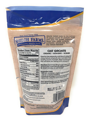 Shiloh Farms - Whole Grain Organic Oat Groats, a Delicious Source of Fiber, 12 Ounce Bags (Set of 2)