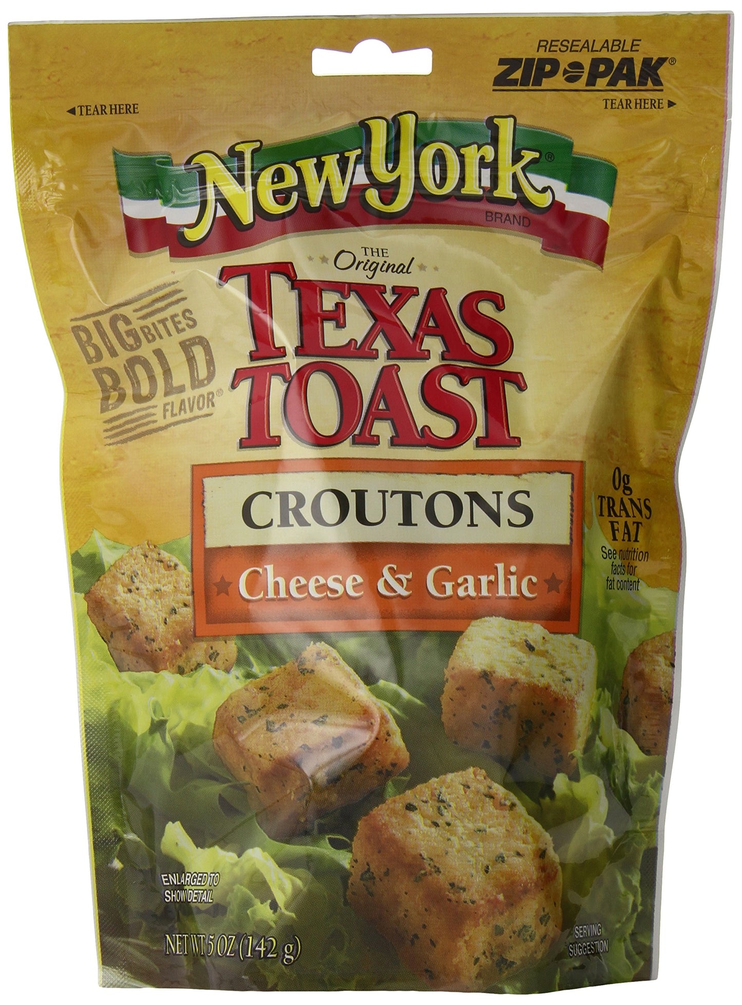 New York Texas Toast Croutons, Cheese & Garlic, 5 Ounce Bags, Pack of 12