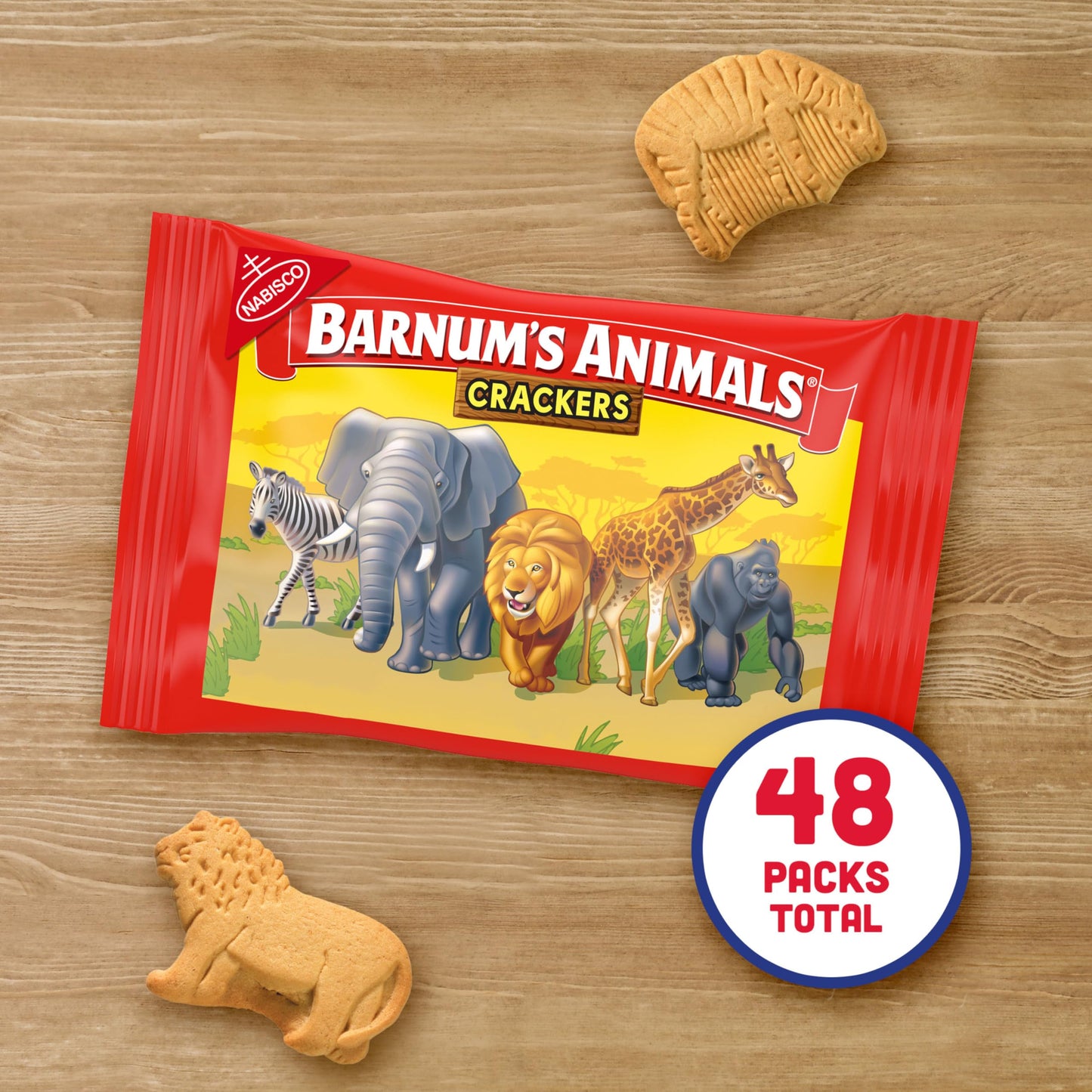 BARNUM S Original Animal Crackers, Bulk Kids Snacks, 48 Snack Packs (4 Boxes)