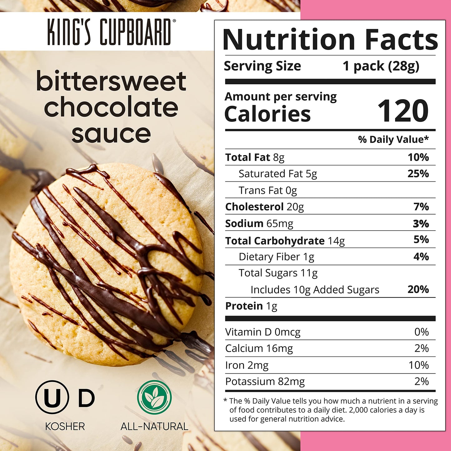 Kings Cupboard Bittersweet Chocolate Sauce - The Perfect Hot Fudge Sauce For Topping Ice Cream & Desserts, Chocolate Coffee Drizzle, Baking, Fondue, Ganache - Gluten-Free, Kosher, All Natural 10 Oz