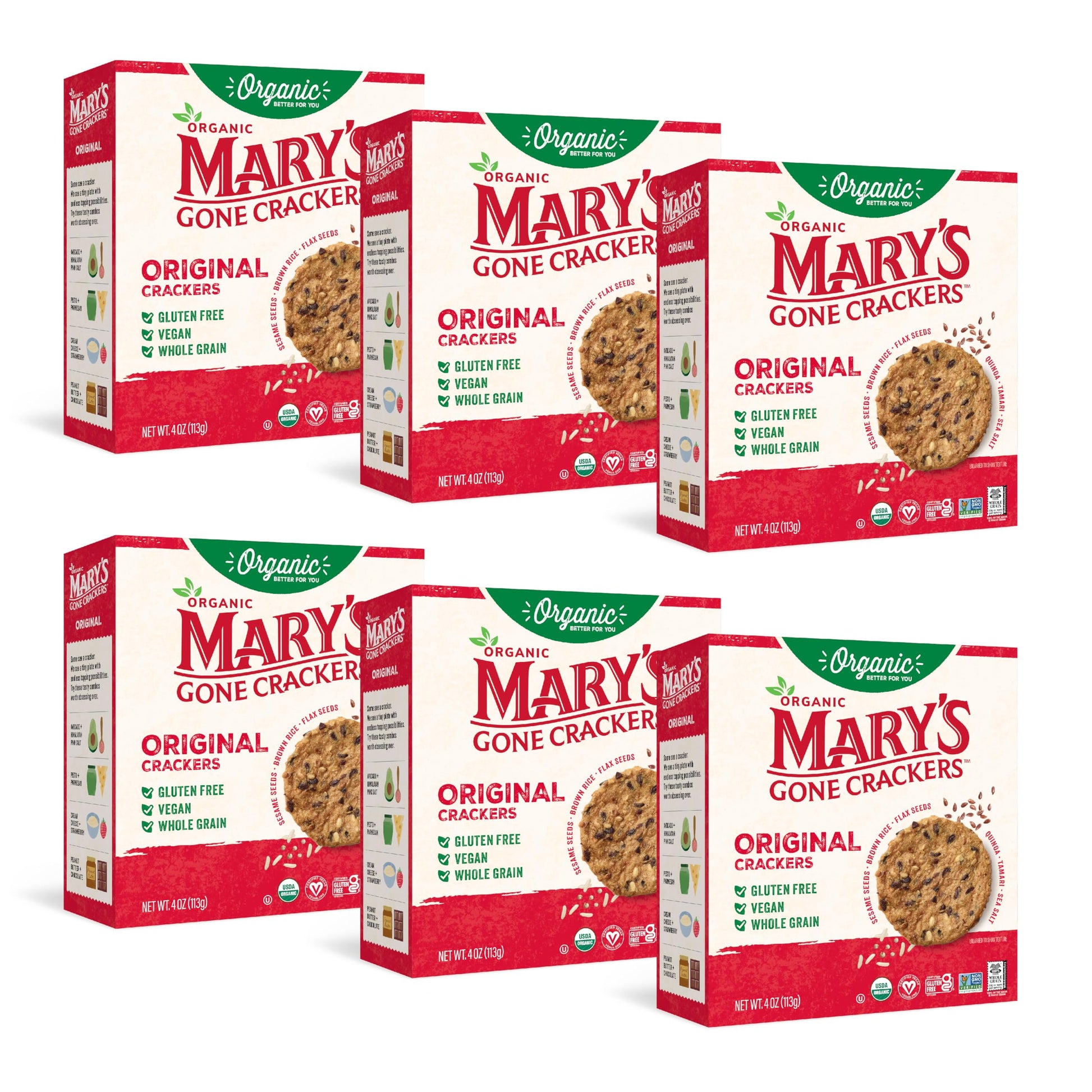 Mary'S Gone Crackers Original Crackers, Vegan Friendly, Kosher, Usda Certified Organic, Gluten Free & Non-Gmo, 4 Ounce (Pack Of 