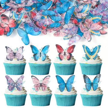 Gyufise 40Pcs Edible Butterfly Cake Decorations Butterfly Cupcake Topper Edible Wafer Paper Butterflies Edible Butterfly Cake Cu