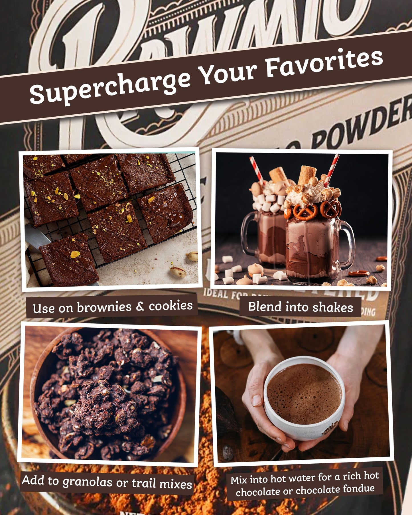 Rawmio Raw Organic Cacao Powder, 16 oz - Nutrient-Dense, Rich & Creamy Cocoa Alternative for Drinking or Baking, High in Fiber, Iron & Calcium