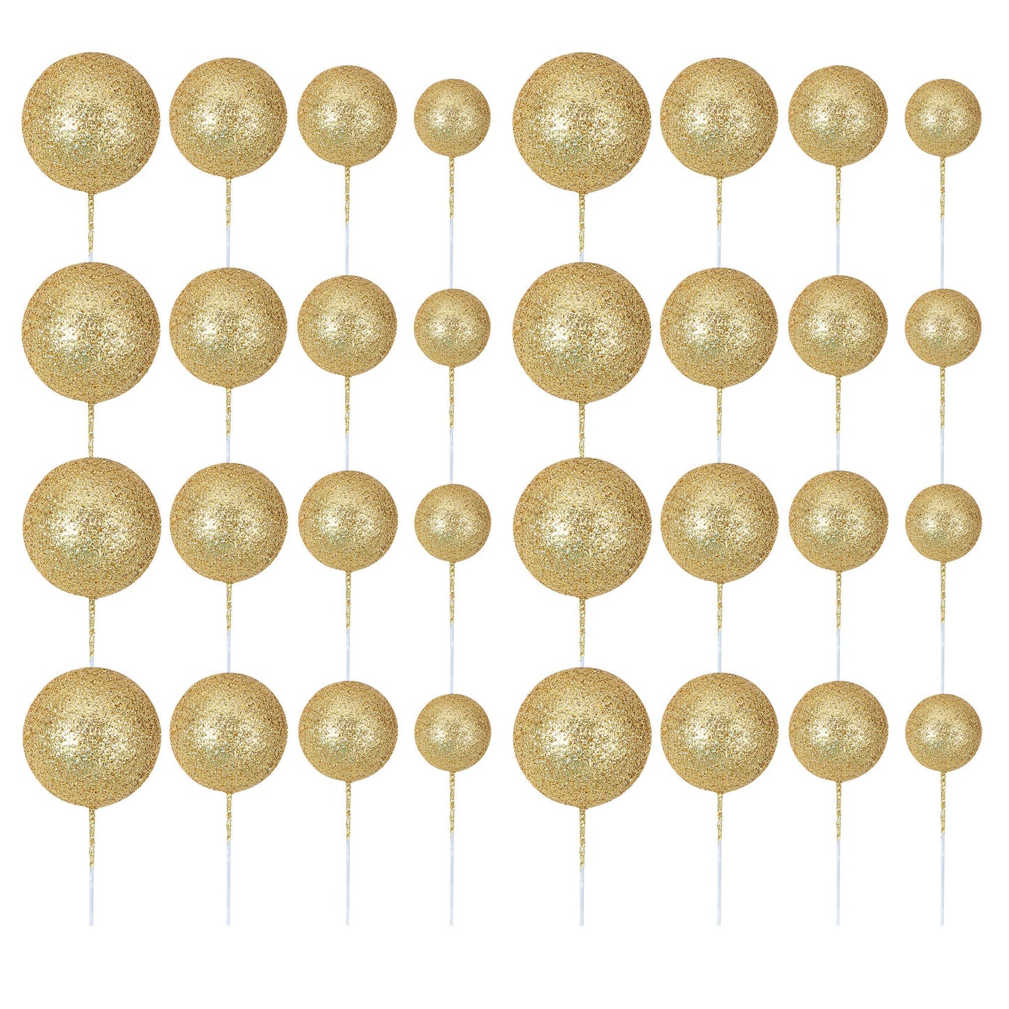 30Pcs Balls Cake Topper Glitter Foam Ball Cake Picks Mini Balloon Diy Cake Insert Topper Decoration For Baby Shower Wedding Anni