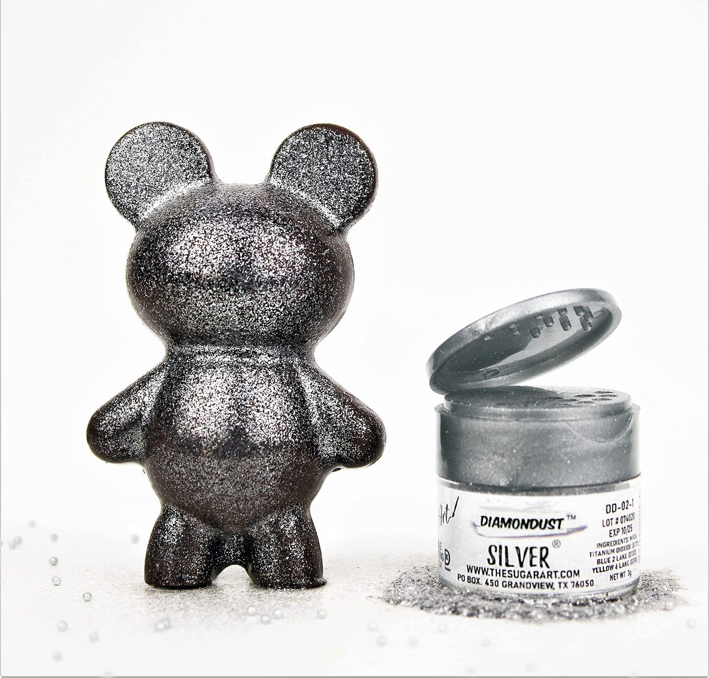 Silver Edible Glitter for Drinks, Cocktails, Cake Decorating, Strawberries, Chocolates & More | No Taste | 4g | 100% Food-Safe |