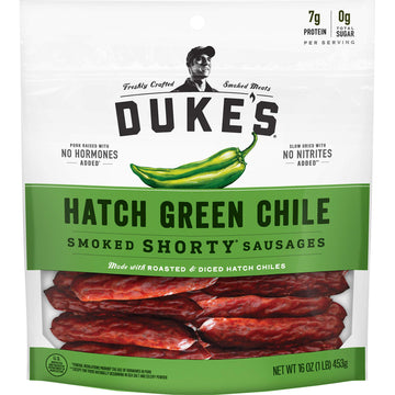 Dukes Hatch Green Chile Smoked Shorty Sausages  Gluten Free  16 Ounce
