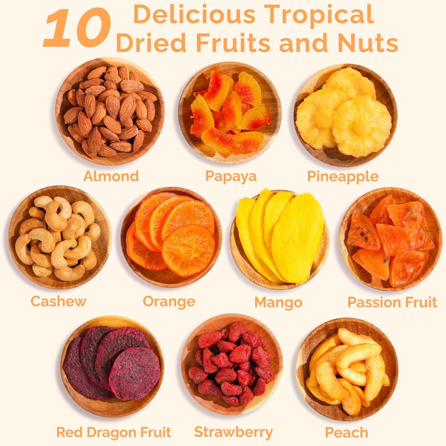 TropiJoy Dried Fruit Basket Gift - 10 Tropical Flavors, Large Variety - Thanksgiving Gifts for Family, Mixed Dried Fruit and Nuts