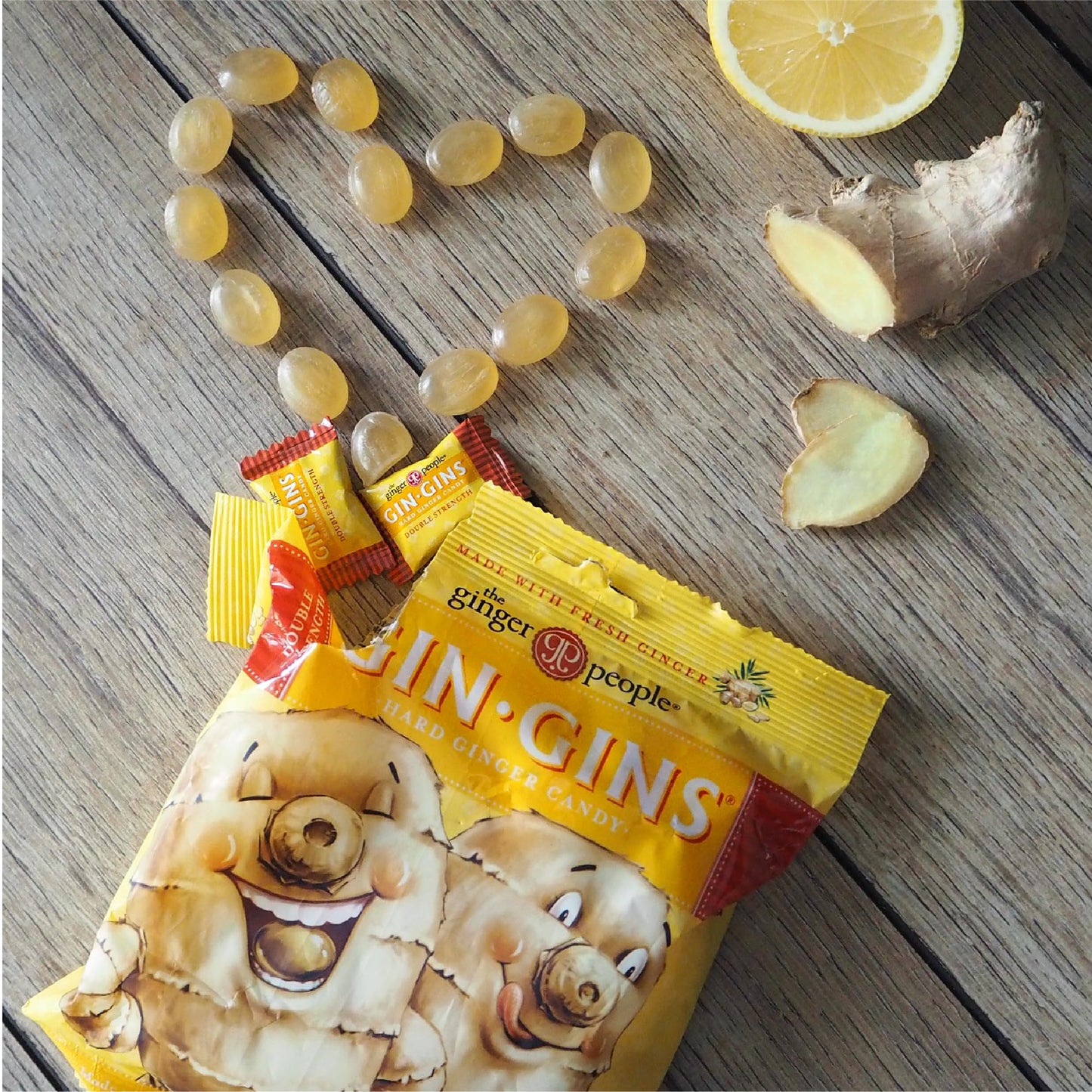 The Ginger People GIN GINS Hard Candy – Natural Ginger Candy – Variety Pack – 2 x 3oz Bags