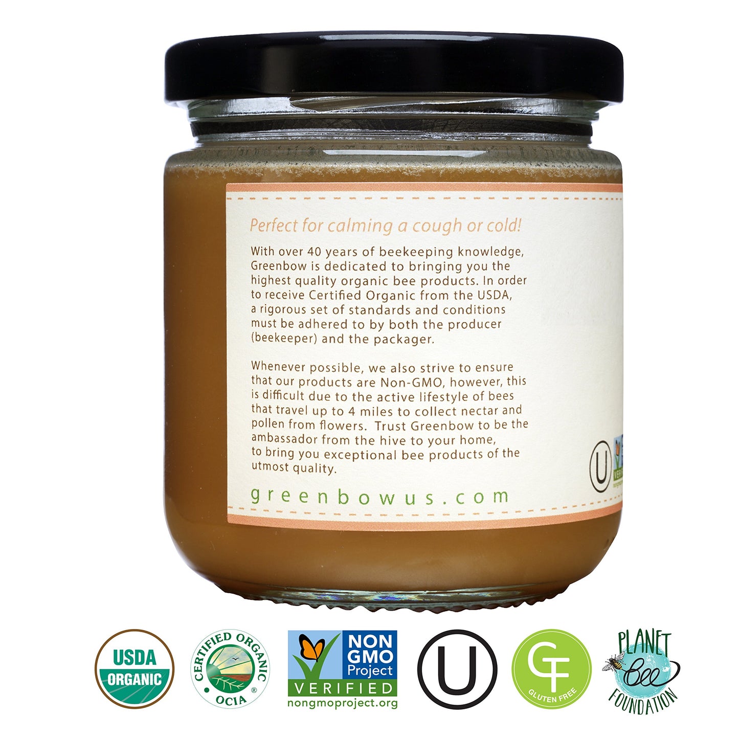 Greenbow Organic Honey With Turmeric - 100% Usda Certified Organic, Non-Gmo, Gluten Free Organic Turmeric Honey - Whole Food Org