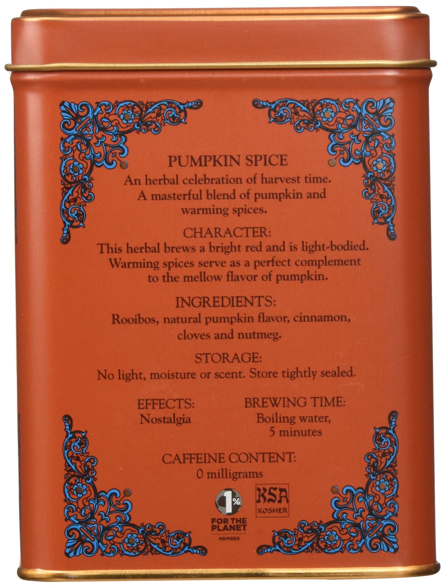 Harney & Sons Pumpkin Spice Rooibos Tea 20 Ct Sachet Tin