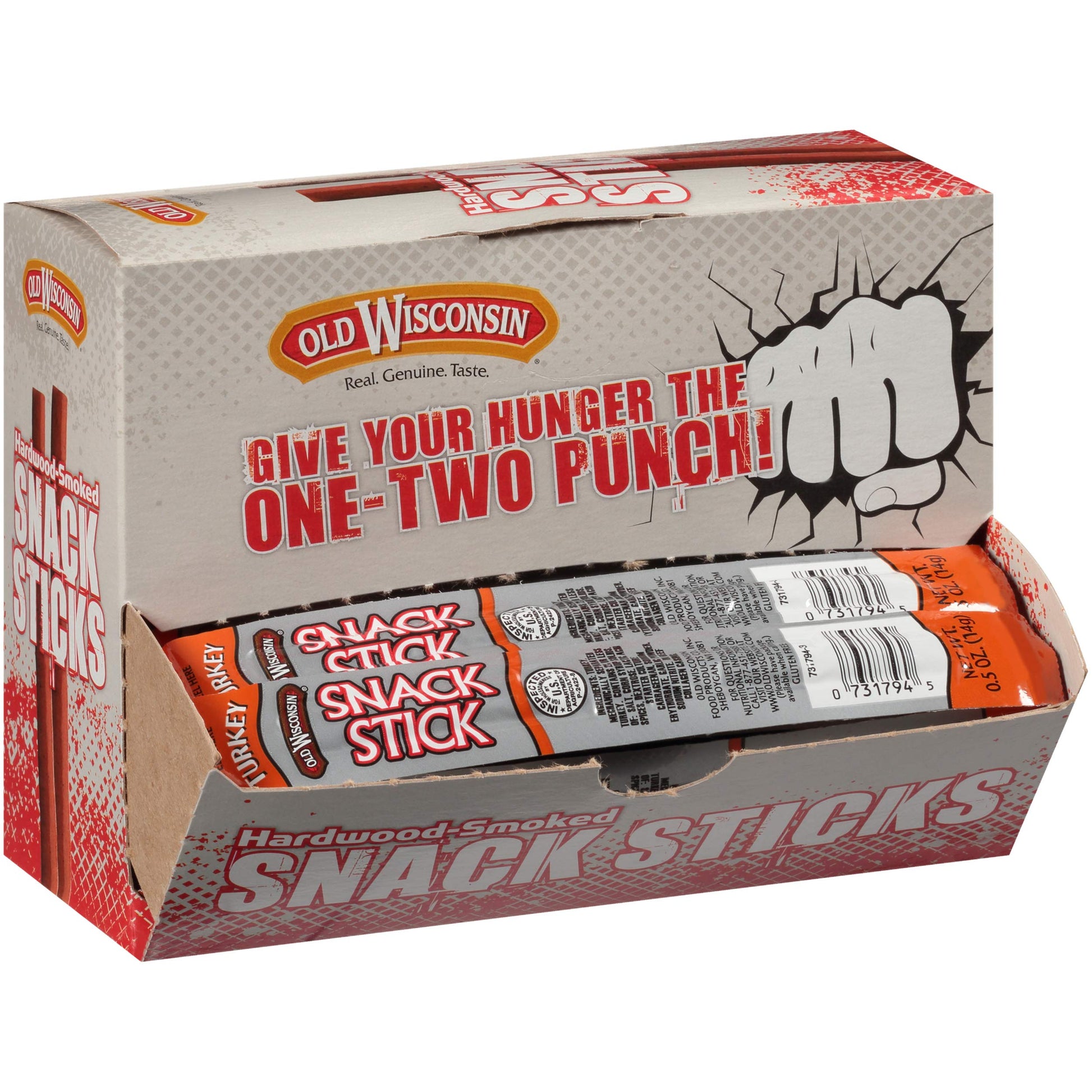 Old Wisconsin Turkey Sausage Snack Sticks, High Protein, Low Carb, Gluten Free, 42 Individually Wrapped Sticks, 1 Ounce Each
