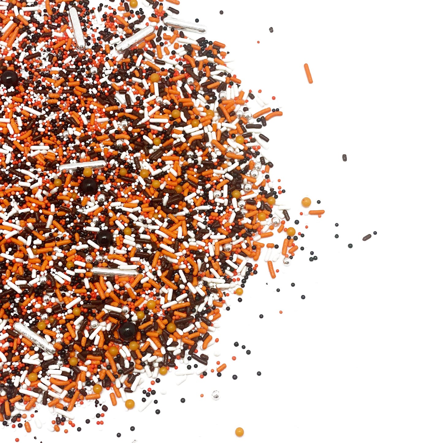 Halloween Party Sprinkle Mix | Resealable Standup Bag | Jimmies And Nonpariels In Orange, White, And Brown | Halloween Themed Sprinkles | Bulk Sprinkles For Baked Goods And More 4 Oz