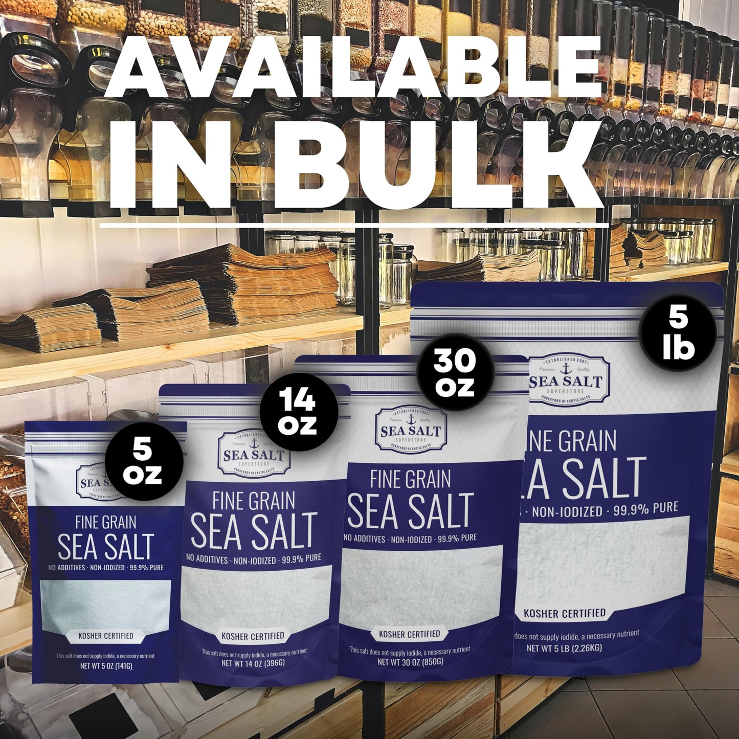 Fine Grain Sea Salt from Baja California, Replacement for Table Salt, Non-Iodized, All-Natural, No Additives (5 lb Bag)