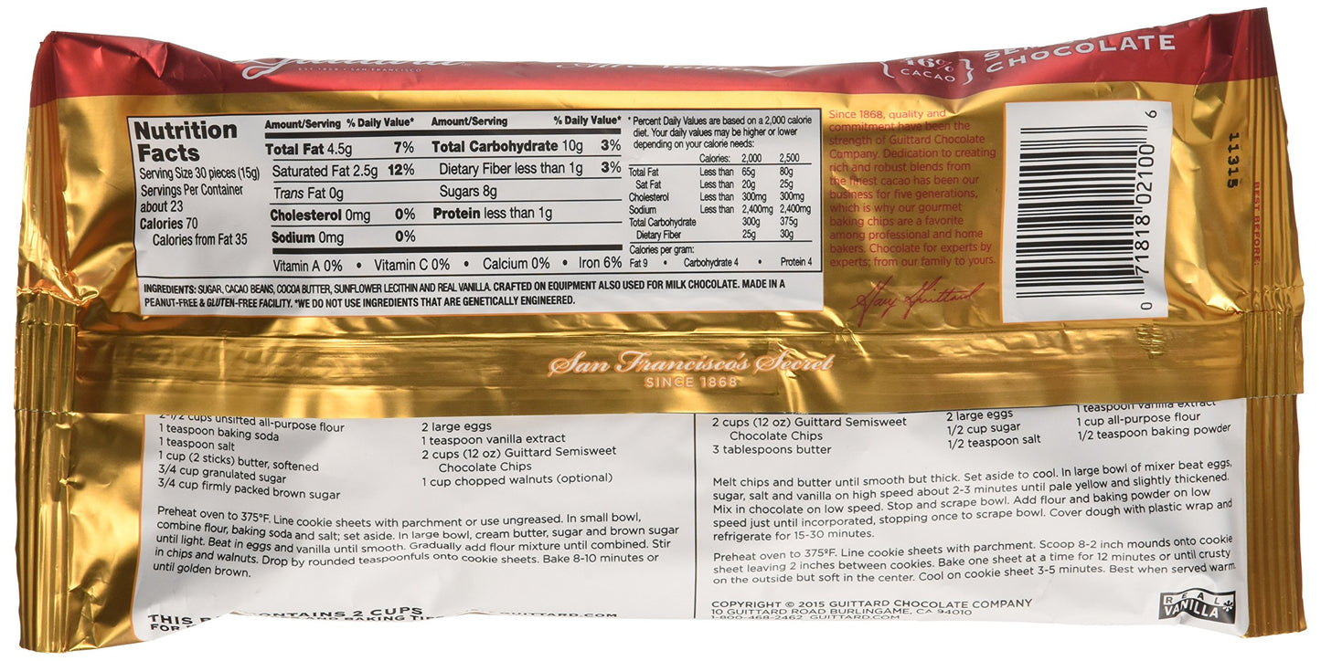 Guittard Chocolate Chip Semisweet 12oz (Pack of 4)