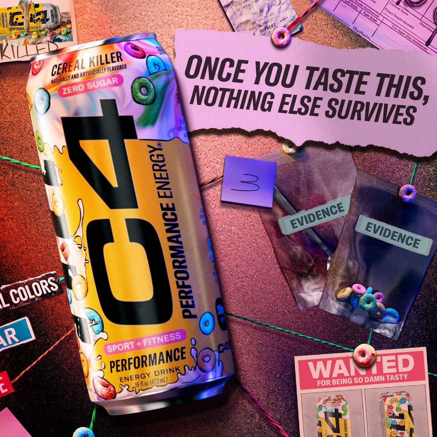 Cellucor C4 Energy Drink, Zero Sugar Pre Workout, Cereal Killer Flavor, 16 Fl Oz (Pack of 12)