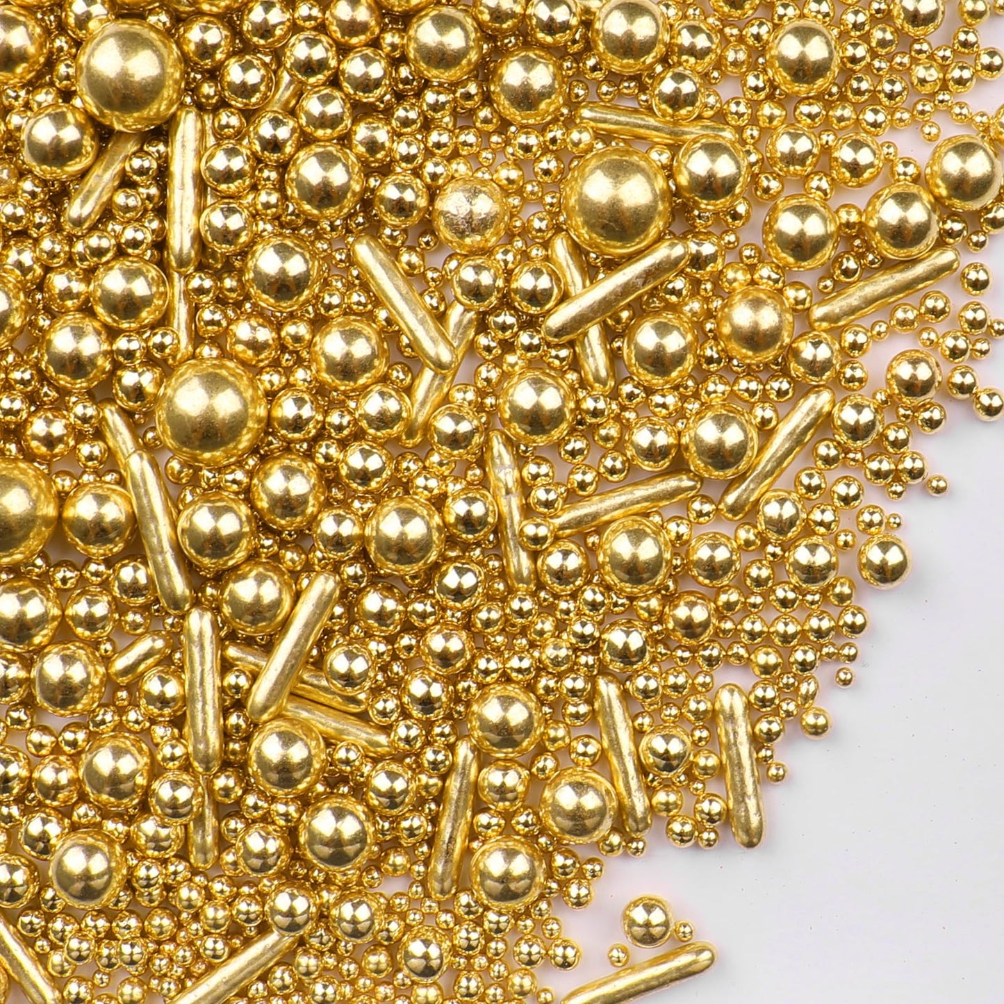 Gold Sprinkles For Cake Decorating, 4.6Oz Rod And Pearl Sprinkles Mix For Baking, Cupcake, Cookie, Ice Cream, Donuts And Cake De