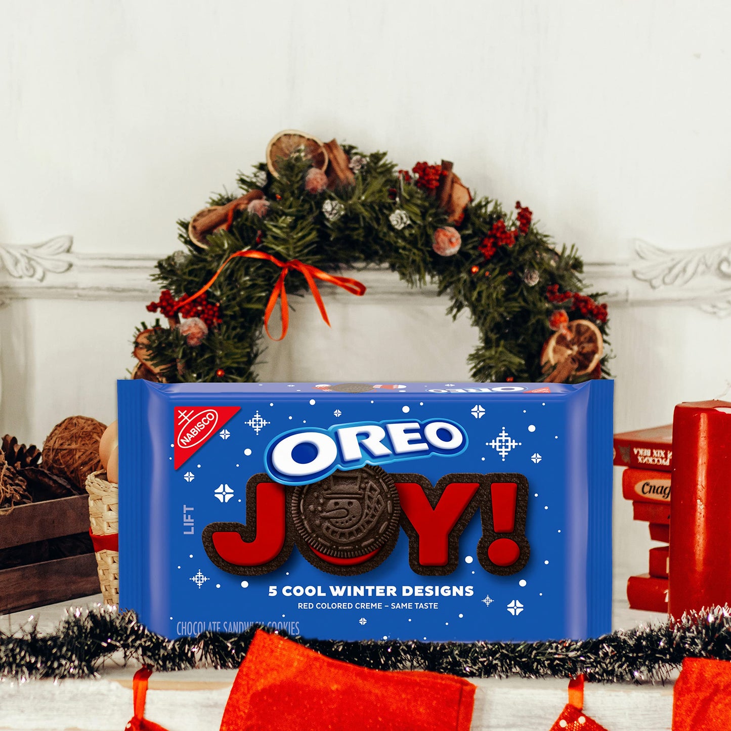 Oreo Red Creme Chocolate Sandwich Cookies, Limited Edition, Holiday Cookies, 18.71 Oz