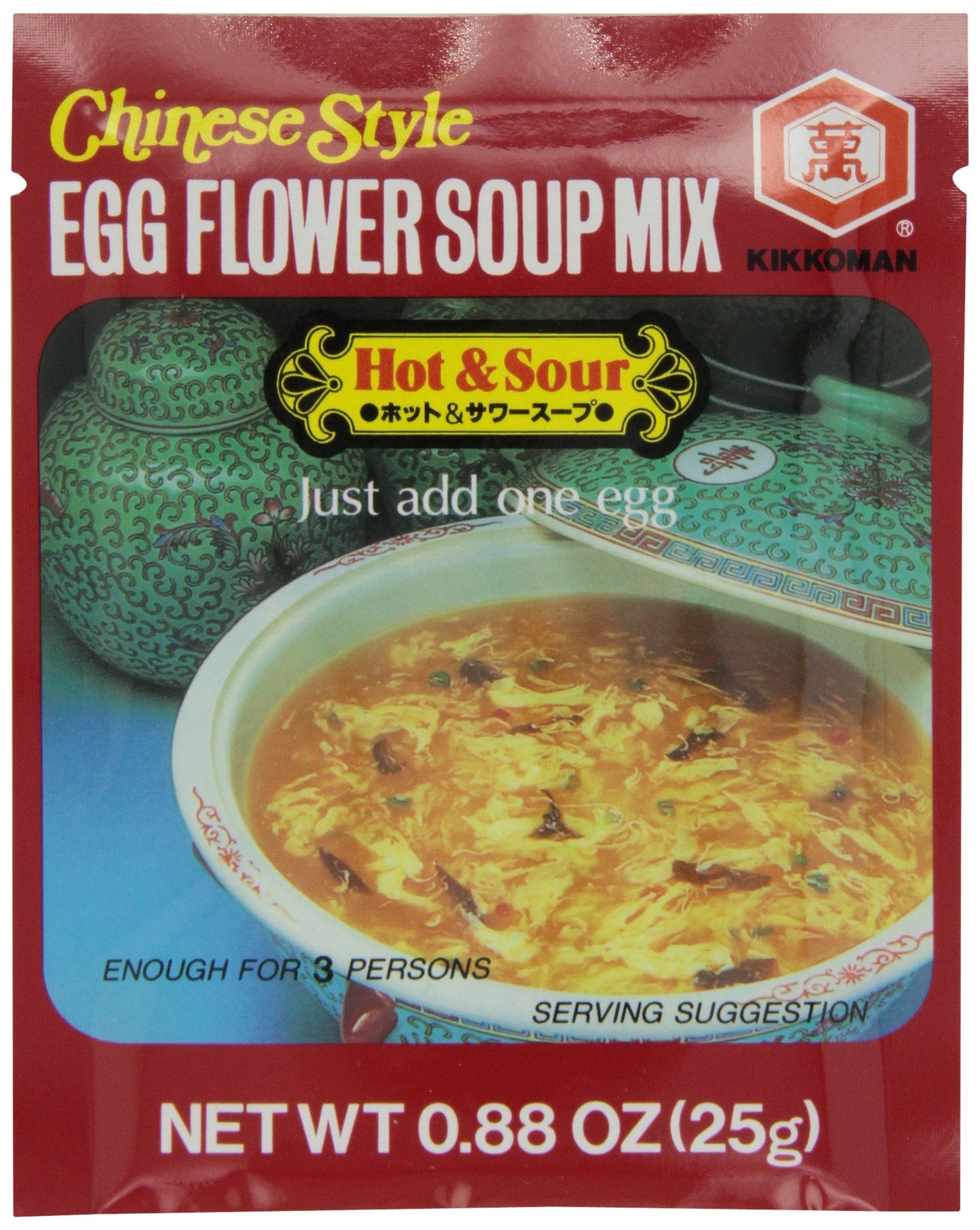Kikkoman Egg Flower, Hot and Sour Soup, 0.88-OuncePouch (Pack of 12)
