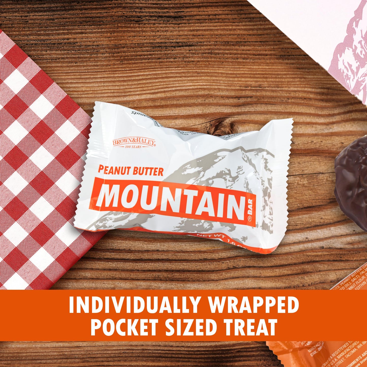 Brown & Haley PEANUT BUTTER MOUNTAIN BAR - Chocolate Candy with Peanuts and Creamy Center - Individually Wrapped Candy - Chocola