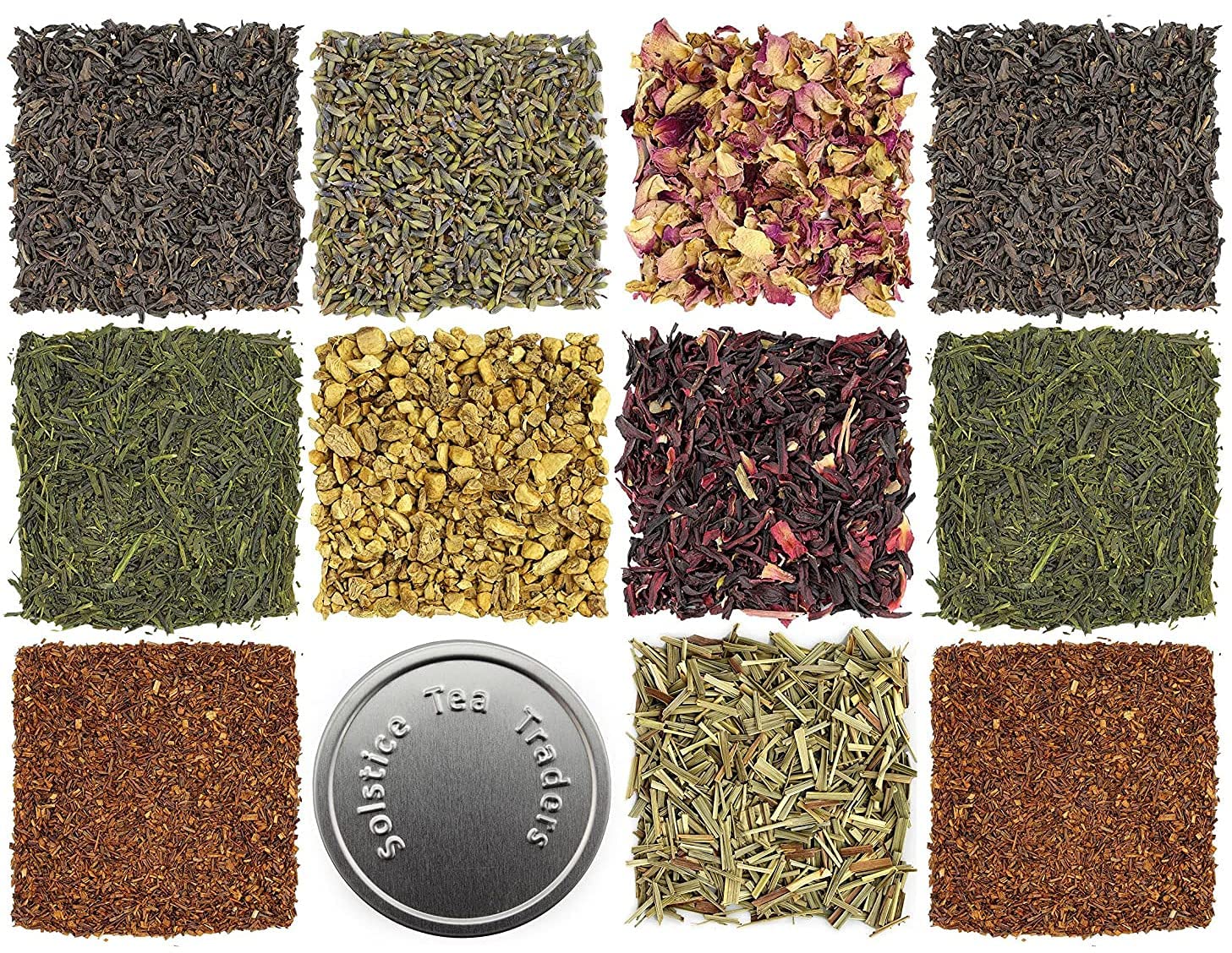SOLSTICE TEA TRADERS Loose Leaf Tea Sampler Kit - Create Your Own Blend with Sencha, Rooibos, China Black, and Spices - 1 Count