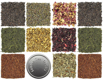 SOLSTICE TEA TRADERS Loose Leaf Tea Sampler Kit - Create Your Own Blend with Sencha, Rooibos, China Black, and Spices - 1 Count