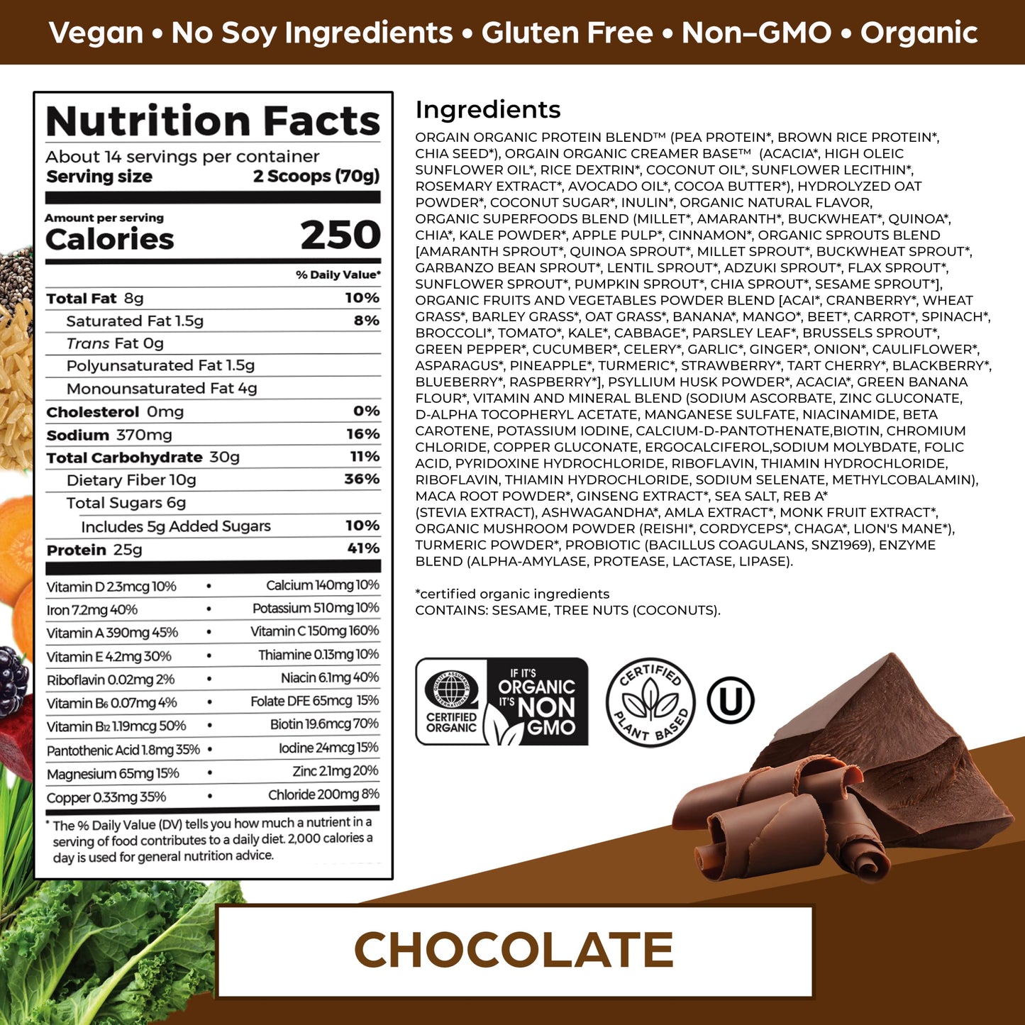 Orgain Perfect Meal, Organic, Vegan Meal Replacement Protein Powder, Chocolate - 25g Plant Based Protein, 80+ Superfoods, 1B Pro