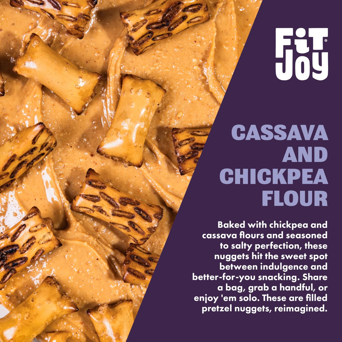 FitJoy Peanut Butter Filled Pretzel Nuggets (4 Pack, 5 Oz) - Gluten, Dairy & Corn Free Peanut Butter Snacks - Grain Free Cassava