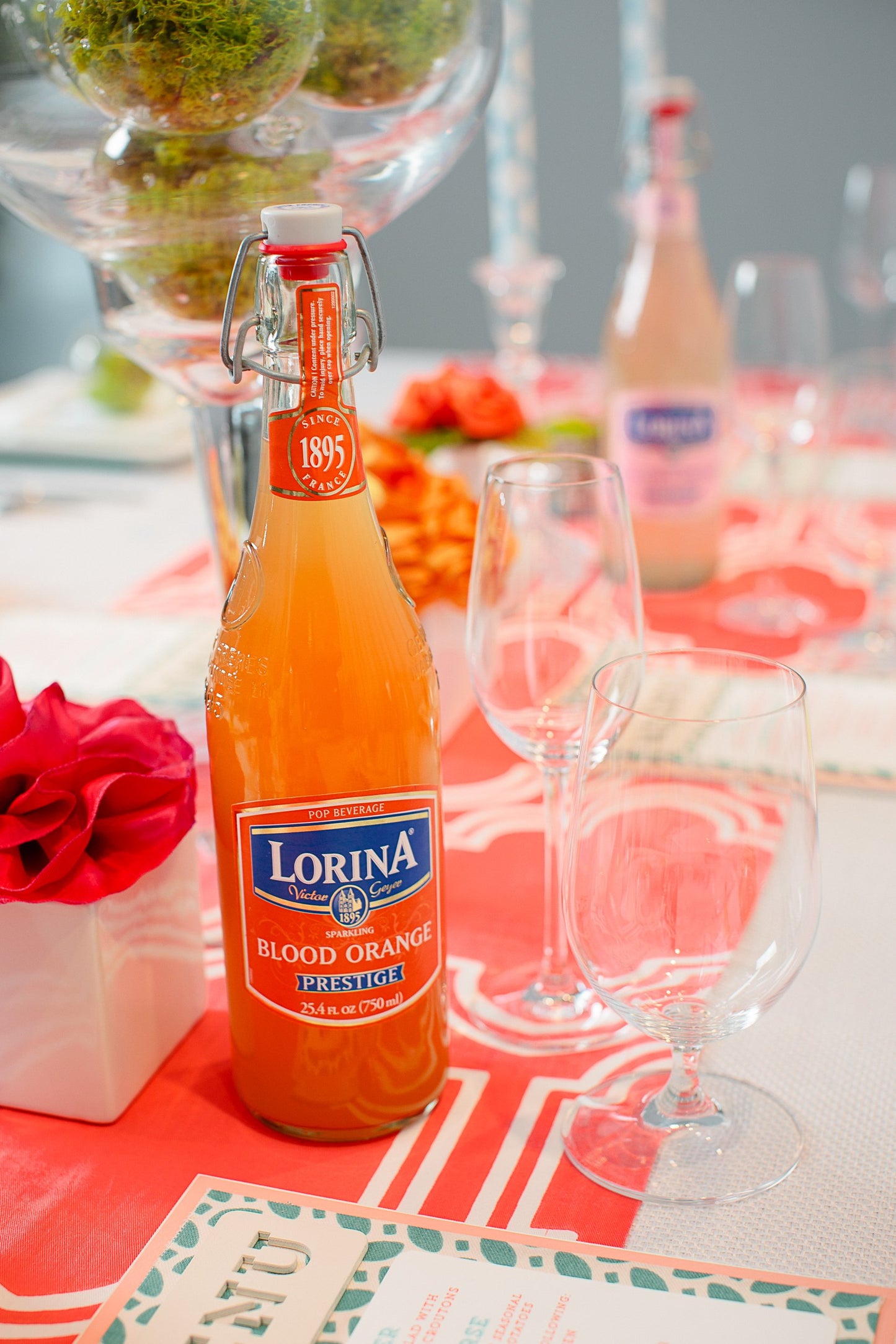 Lorina Sparkling Soda Water Blood Orange Flavor, Prestige Collection (25.4oz, 3-Pack) Naturally Flavored Carbonated Soda Water,