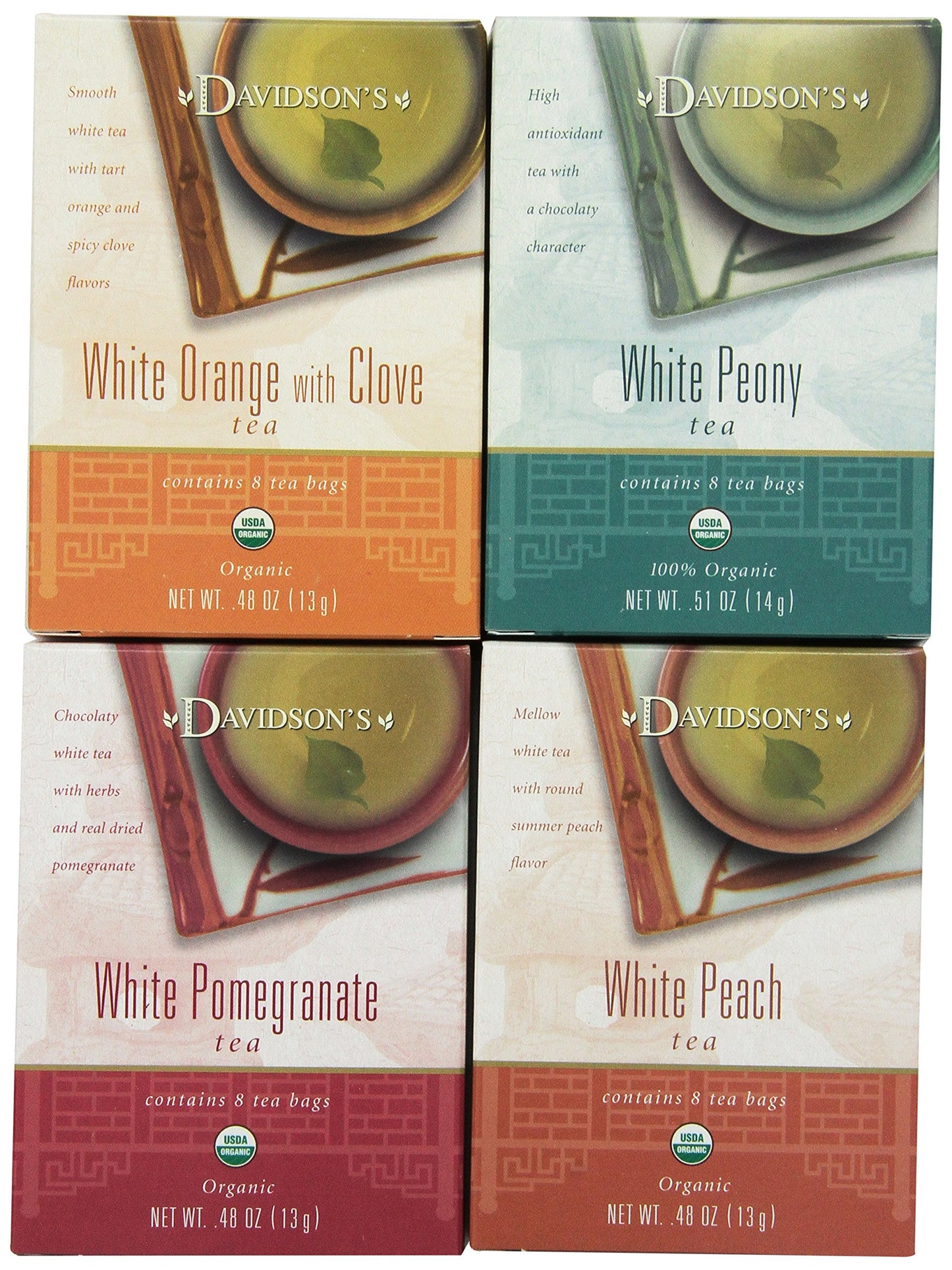Davidson's Tea Assorted White, 8-Count Tea Bags (Pack Of 12)