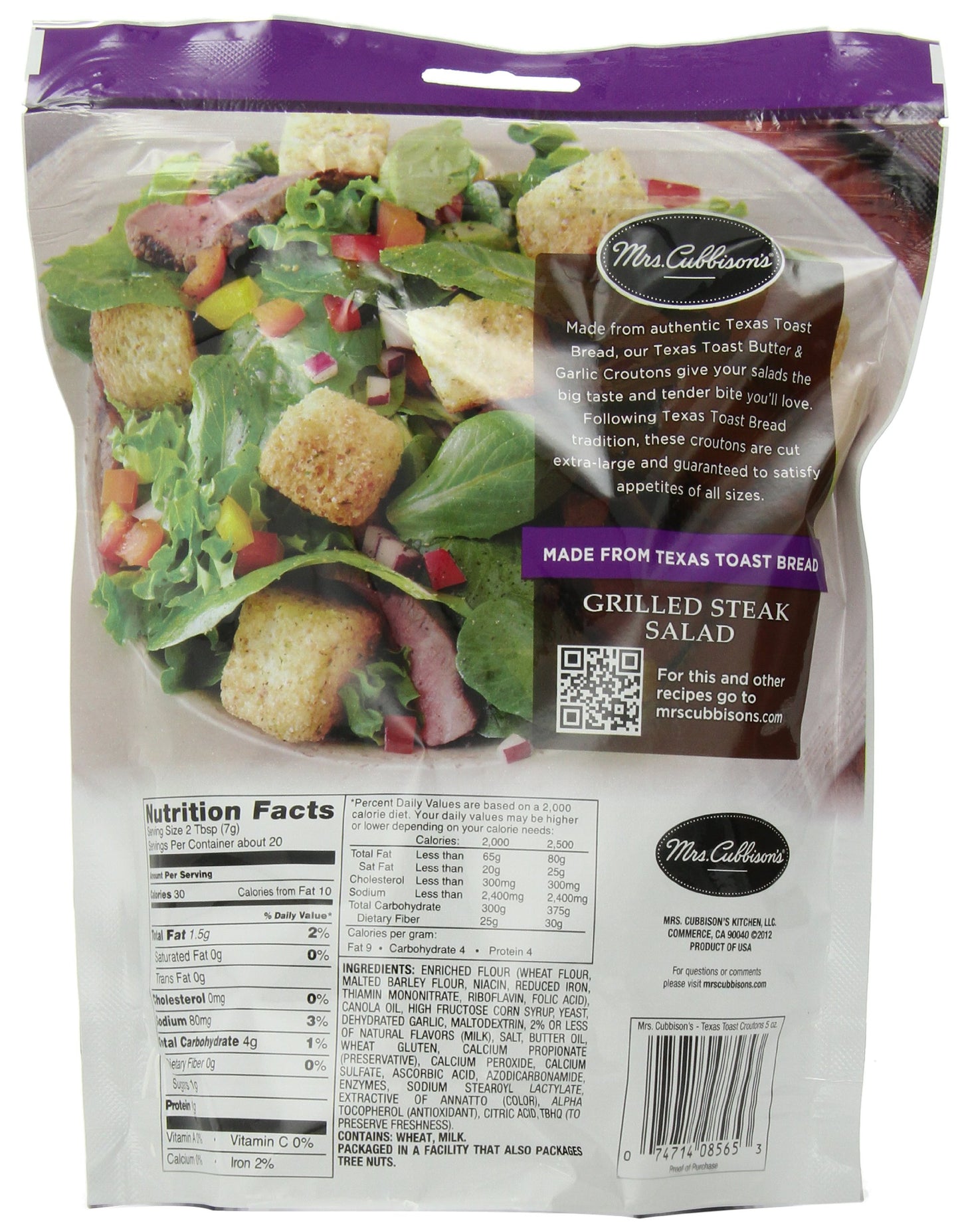 Mrs. Cubbison'S Premium Texas Toast Croutons Butter & Garlic 5 Ounce, Pack Of 9 Crunchy Salad Topper