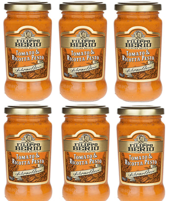 Filippo Berio Pesto, Tomato & Ricotta, 6.7 Ounce Glass Jar, Pack of 6