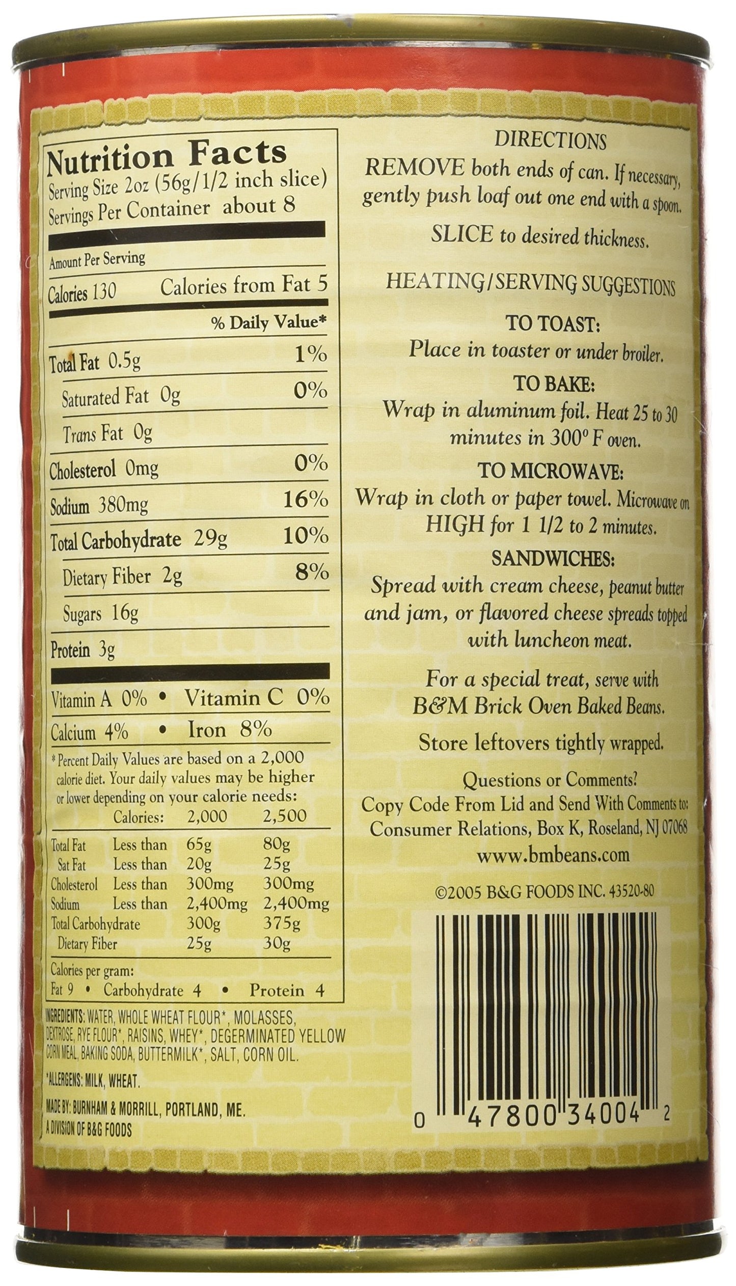 B&M Brown Bread, Raisin, 16 Ounce (Pack of 12)