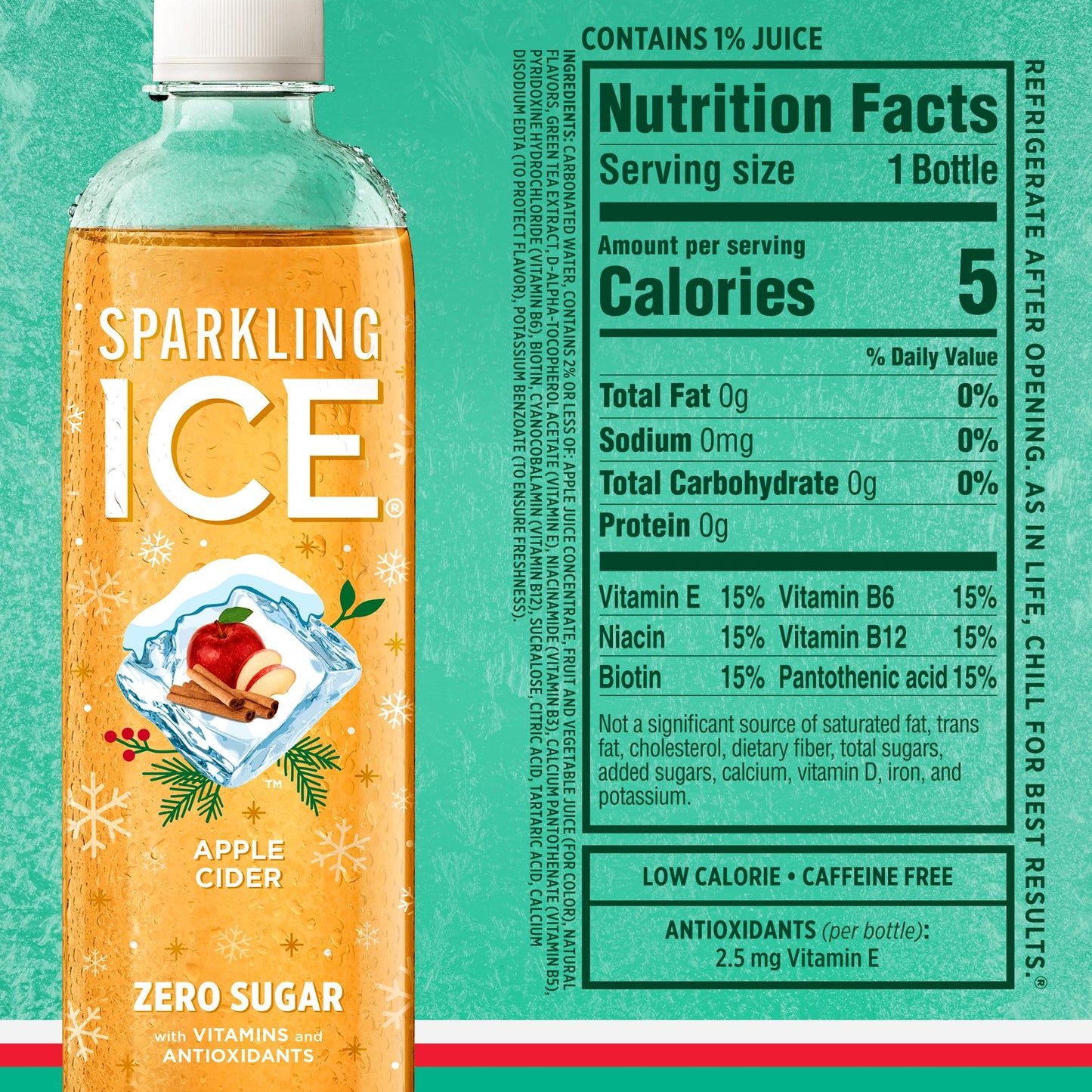 Sparkling Ice  Winter Variety Pack  Flavored Sparkling Water  Zero Sugar  with Vitamins and Antioxidants  17 fl oz  12 count (Cranberry Frost  Winter Punch  Apple Cider and Ginger Lime)