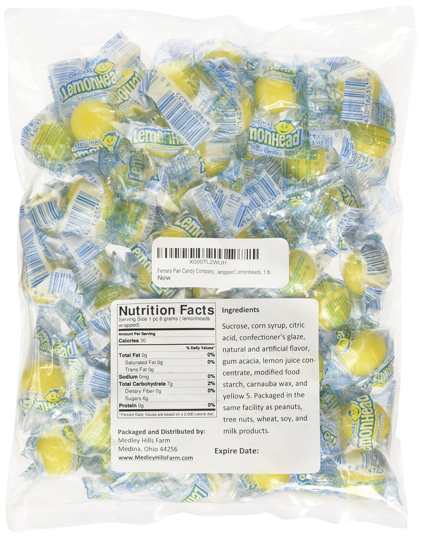 Ferrara Pan Candy Company Individually Wrapped Lemonheads, 1 Lb.