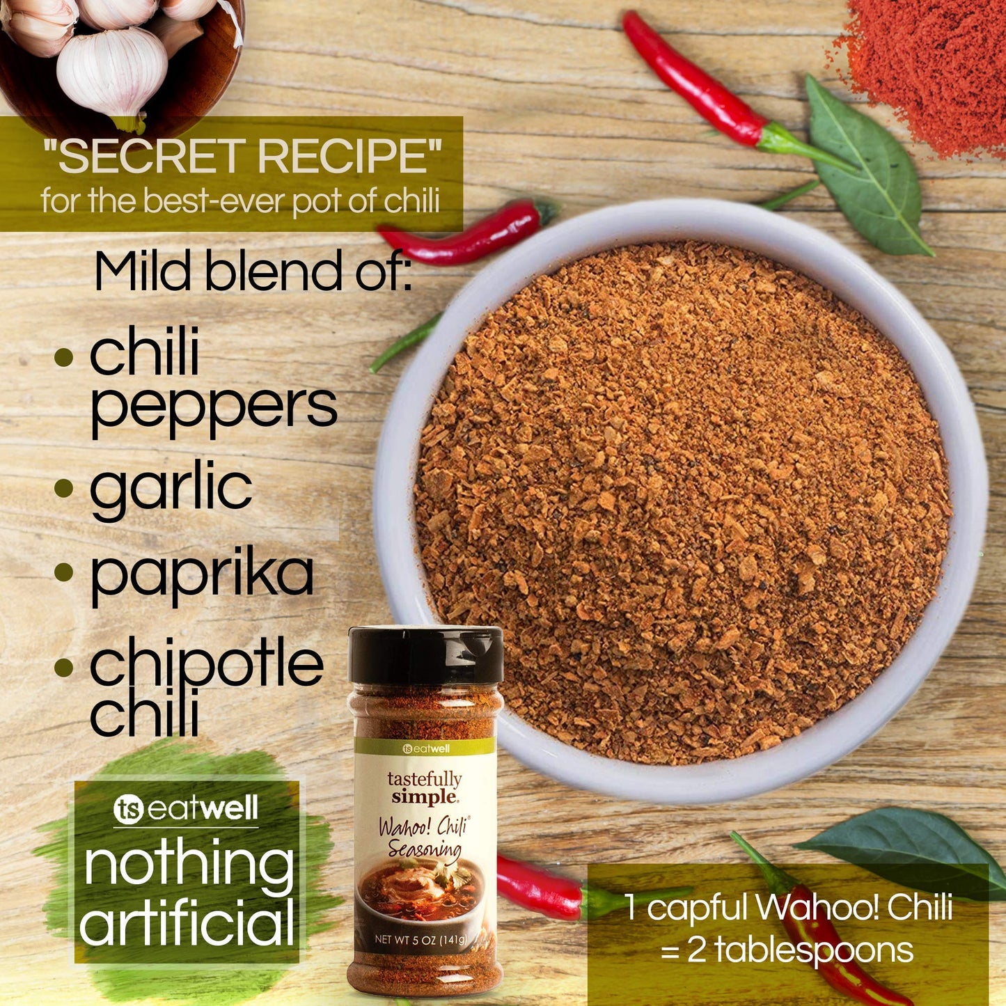 Tastefully Simple Wahoo! Chili Seasoning, 5 Ounce, Pack of 1