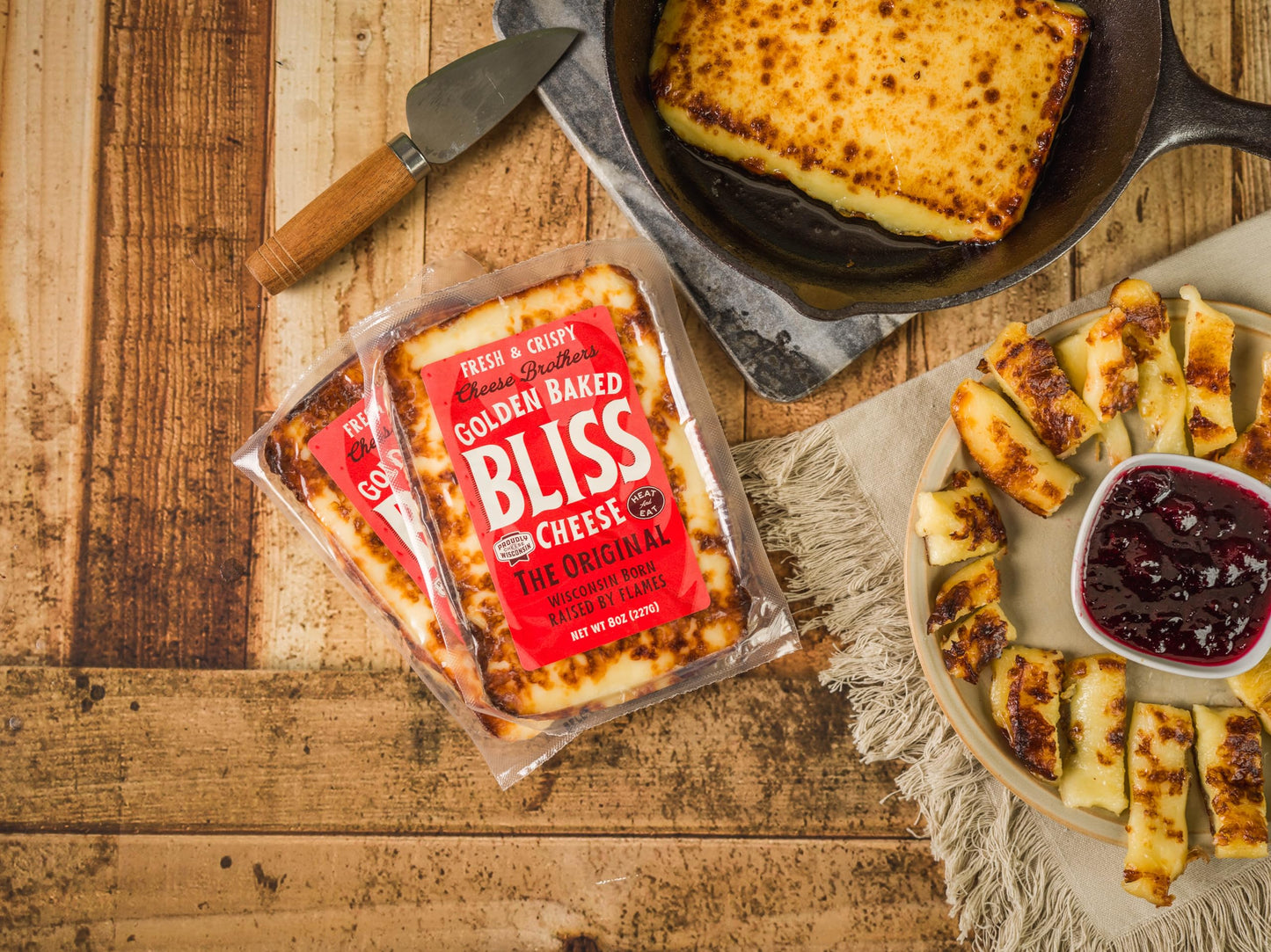 Cheese Bros. Golden Baked Bliss Cheese | Made in Wisconsin | Heat & Eat | Fresh & Crispy | 4 Pack