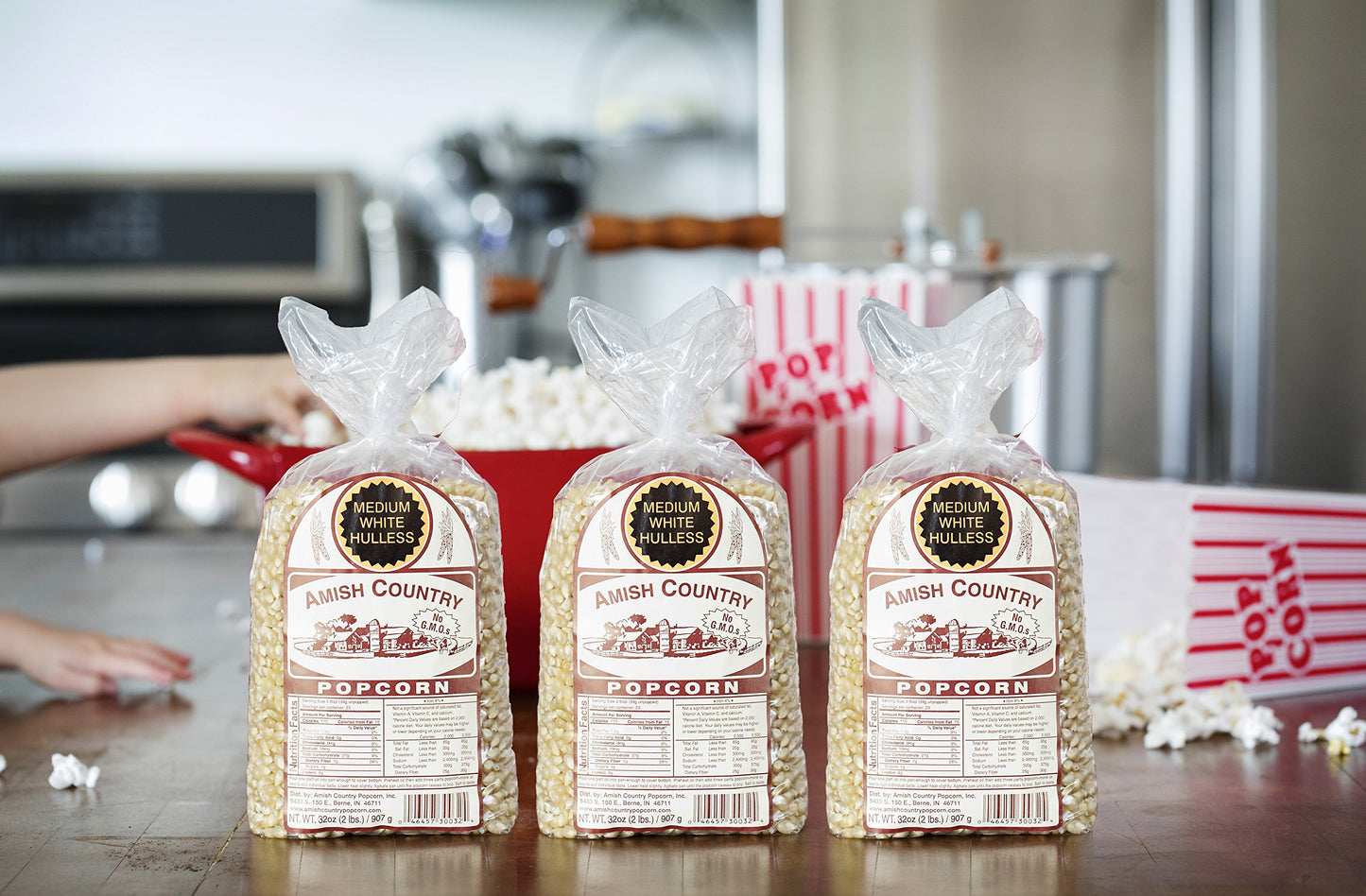 Amish Country Popcorn | 3-2 Lb Bags | Medium White Popcorn Kernels | Old Fashioned, Non-Gmo And Gluten Free (3-2 Lb Bags)