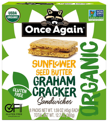 Once Again Sunflower Butter Graham Cracker Sandwiches - Organic & Gluten Free, Non-GMO - Gluten Free Certified, Vegan, Kosher - 