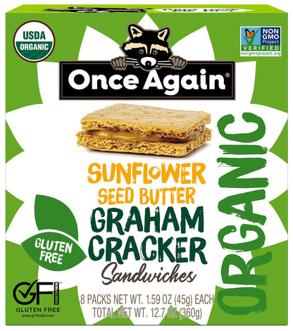 Once Again Sunflower Butter Graham Cracker Sandwiches - Organic & Gluten Free, Non-GMO - Gluten Free Certified, Vegan, Kosher - 