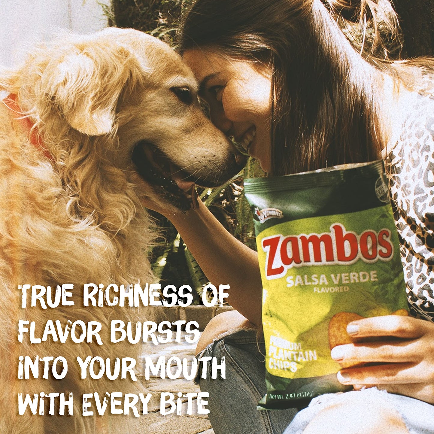 Zambos Plantain Chips Salsa Verde, Crunchy Premium Plantain Chips, 8 Pack 2.47 Ounce
