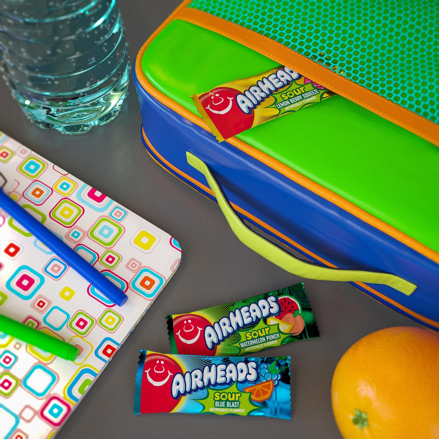 Airheads Sour Candy Bars, Sour Watermelon Punch Flavored, Bulk, Concessions, Parties, Pack Of 36 Bars