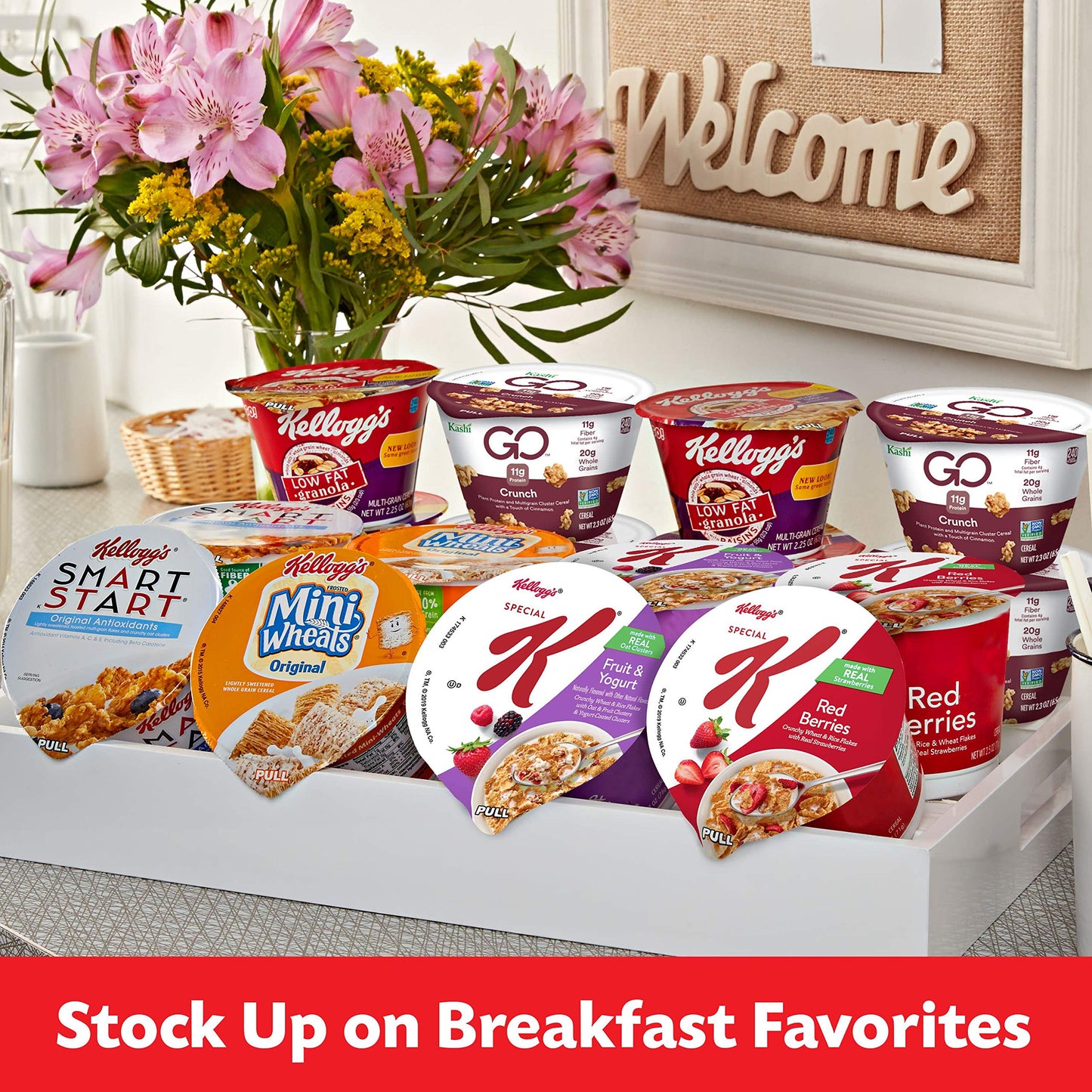 Kellogg s Wellness Assortments Breakfast Cereal in a Cup, Variety, 2.2oz (60 Count)