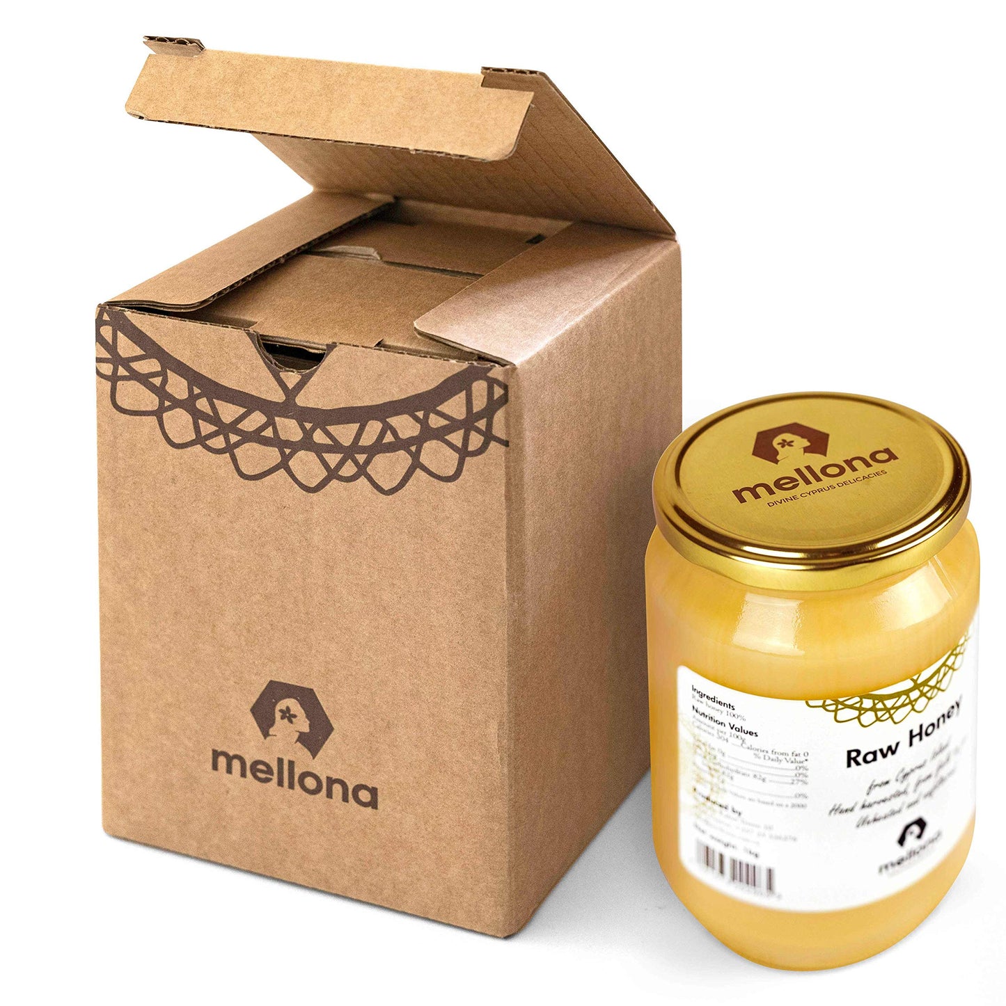 Mellona 100% Raw Honey Unfiltered  Natural Creamy Golden Honey Raw Unprocessed  Unheated & Unfiltered(1KG)