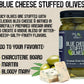 Green Jay Gourmet Blue Cheese Stuffed Olives - All Natural - 16 Ounces - Perfect for Cocktail Garnish & Cheese Board
