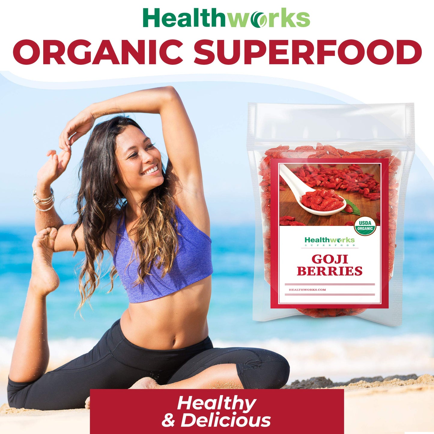 Healthworks Superfoods Organic Dried Goji Berries - 8 Oz - 1 Pack - Vegan and Non-GMO -Certified Organic Raw Sun-Dried Goji Berr