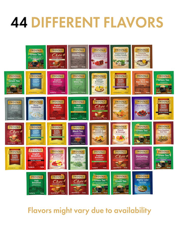 Twinings Tea Bag Sampler Assortment, Variety Pack (44 Count), 44 Unique Flavors For Tea Lovers: Women, Men, Couples, Family, Fri