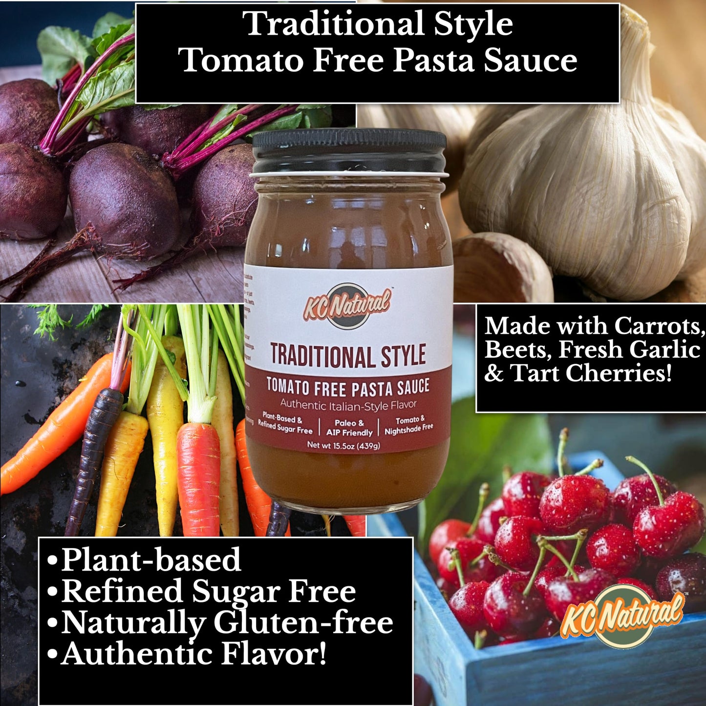 KC Natural | Traditional Style Tomato Free Pasta Sauce | 280mg Sodium (2-pack, 1.00)