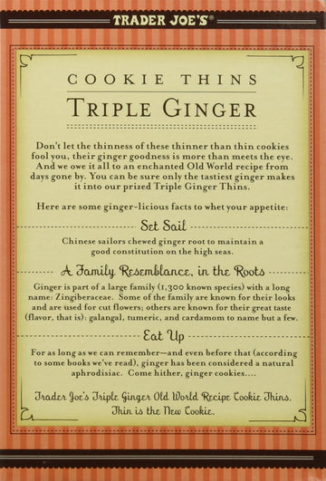 Trader Joe'S Cookie Thins Triple Ginger 9 Oz