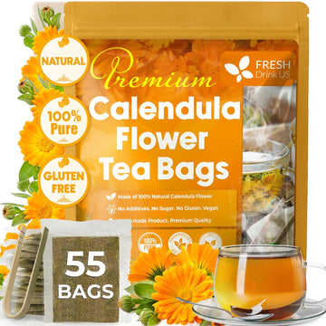 Calendula Tea Bags, 100% Natural and Pure Calendula Flowers, Eco-conscious Tea Bags. Calendula Flower Herbal Tea. No Sugar, No Caffeine, No Gluten, Vegan.