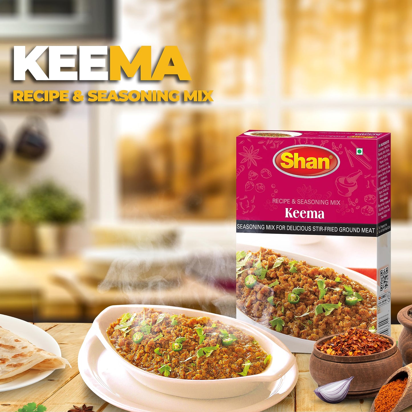 Shan Keema Masala Seasoning Mix 1.76 Oz (50G) - Meat Seasoning Spice For Delicious Stir-Fried Ground Meat - Airtight Packaging -